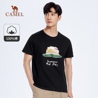 CAMEL 骆驼 男装夏季新款男士短袖T恤卡通印花半袖纯棉潮牌打底衫