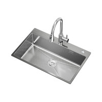 Schiesser Platinum 铂雅 压纹水槽厨房大单槽台上盆手工家用304不锈钢洗碗槽洗菜水盆