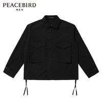 PEACEBIRD 太平鸟 男装黑色工装外穿式夹克B2CHA3214