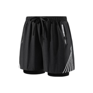 YUKE 羽克 男子平角泳裤 STK48J 黑色线条 XL
