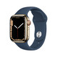Apple 苹果 Watch Series 7 智能手表GPS + 蜂窝款41 毫米米金色不锈钢表壳深邃蓝色运动型表带MN9K3CH/A