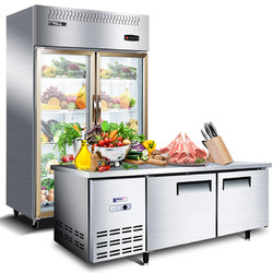 XINGX 星星 880L商用双门厨房冰箱BC-880E+1.8米厨房全冷藏工作台TC-18E
