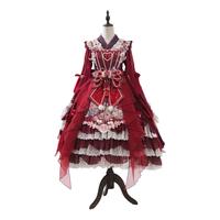 时之砂 Lolita洛丽塔 中华风 春空幻梦系列 蝶影 女士JSK无袖连衣裙大全套 DY001 酒红色