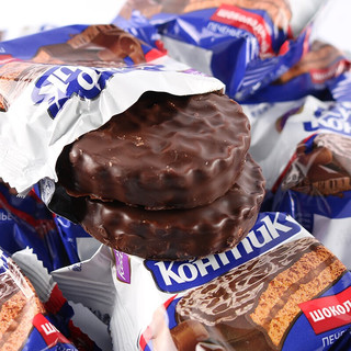 KONTI 小牛 俄罗斯进口食品康吉三明治饼干夹心巧克力派 巧克力味500g/袋
