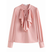 FANSILANEN 范思蓝恩 女士长袖衬衫 22FS3156 粉色 M