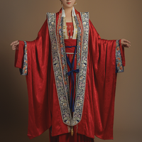 JINSEYIZHUANG 锦瑟衣庄 宋制汉服 宁安 女士直领对襟大袖衫 红色 S