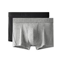 卡尔文·克莱 Calvin Klein 男士平角内裤套装 NP2049O 2条装(黑色+灰色) XL