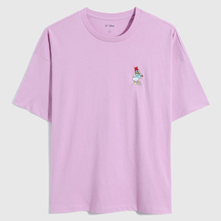 Gap男女装纯棉情侣短袖T恤701568夏季2022新款上衣 XS 浅紫色(尺码偏大，建议选小一码