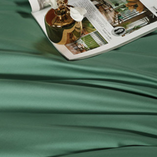 MERCURY 水星家纺 淡彩梦境 简约长绒棉四件套 古典绿 1.5m床