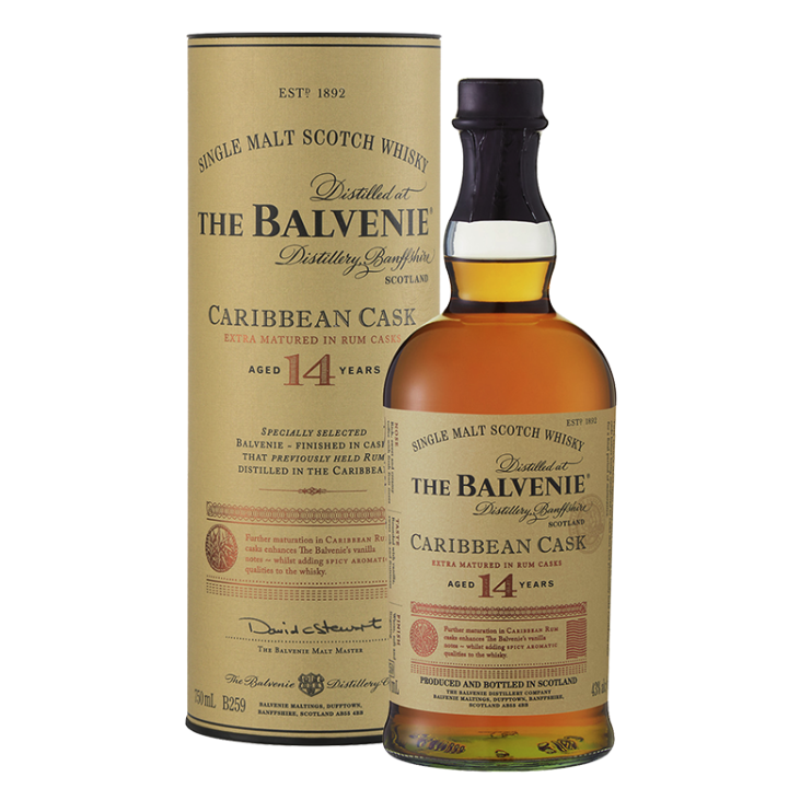 THE BALVENIE 百富 14年  加勒比朗姆桶 单一麦芽 苏格兰威士忌 43%vol 700ml 礼盒装