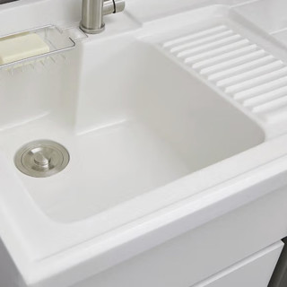 万域 简雅系列 北欧洗衣机柜 月光白 100cm