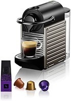KRUPS 克鲁伯 Pixie 意式智能咖啡机 XN304T 19Bar泵压，自动关机功能，0.7升水箱，黑色/钛制