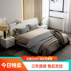 SUNHOO 双虎-全屋家具 现代简约 板式低箱双人床 可选储物智能床15zn002
