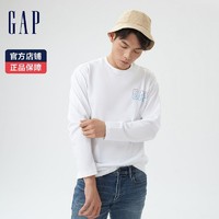 Gap 盖璞 碳素软磨男装LOGO纯棉长袖T恤735038 夏季新款内搭打底衫