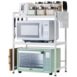 纳纳 可伸缩厨房置物架微波炉烤箱架子家用双层台面桌面电饭锅支架收纳 双层全套款