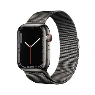 Apple 苹果 Watch Series 7 智能手表 45mm GPS+蜂窝版 石墨色不锈钢表壳 银色米兰尼斯表带（ECG、血氧）
