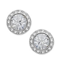 施华洛世奇 Earrings, Silver-Tone Crystal Circle Stud