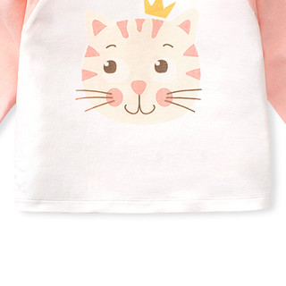 yinbeeyi 婴蓓依 儿童长袖T恤 王冠猫咪浅粉 130cm