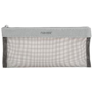 never 北欧简约系列 NE0102302 透明网纱笔袋 深瓦灰 单个装