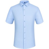 YALU 雅鹿 男士短袖衬衫 D101 浅蓝色 XL