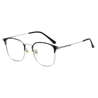 目匠 1702 黑银色纯钛眼镜框+1.61折射率 防蓝光镜片