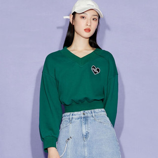 VERO MODA 女士V领卫衣 322333009 植地绿色 XL