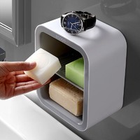 ecoco 意可可 双层肥皂盒吸盘免打孔壁挂式免钉放置物架卫生间沥水香皂盒
