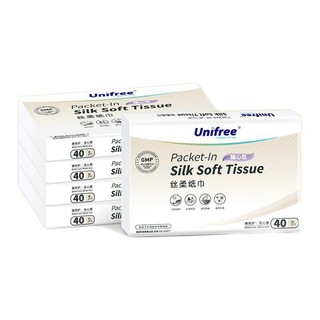 UNIFREE 婴儿纸巾 抽纸三层 婴儿敏感肌 敏感鼻专用40抽5包/提