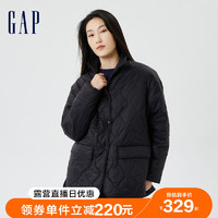 Gap女装秋季2022新款立领仿羊羔绒加绒宽松棉服884541加厚外套