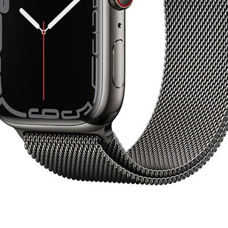 Apple 苹果 Watch Series 7 智能手表 45mm GPS+蜂窝版 石墨色不锈钢表壳 银色米兰尼斯表带（ECG、血氧）
