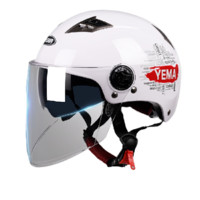YEMA 野马 YEMA-329S 摩托车头盔 半盔 透明镜片 夏款珠白 均码