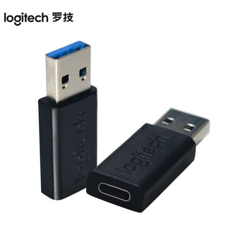logitech 罗技 USB公转Type-C母转接头 黑色
