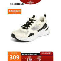 SKECHERS 斯凯奇 新品复古拼接网布缓震休闲运动鞋老爹鞋 117357 自然色/黑色/NTBK 35.5