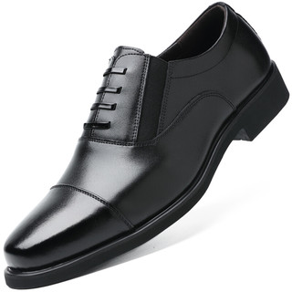 Poitulas 波图蕾斯 英伦男士三接头商务正装鞋舒适套脚皮鞋男 9916 黑色 42