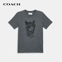 COACH 蔻驰 奢侈品专柜款女士羊驼毛图案T恤灰色棉质+莫代尔+聚酯纤维C5523YO7-L