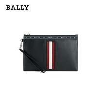 BALLY 巴利 奢侈品 男士黑色牛皮红白条纹时尚手拿包 BENERY.HP/100 6232007