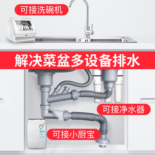 潜水艇厨房水槽双洗菜盆下水管配件洗碗槽下水道套装双槽排水管子