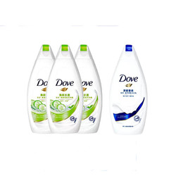Dove 多芬 沐浴露 深層營潤190克*1瓶+清新水透黃瓜190克*3 瓶（新老包裝隨機）