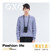 GXG 男装冬季新品紫色圆领毛衫10B12000809