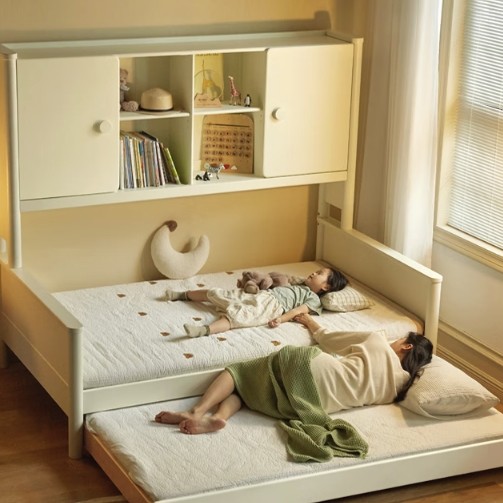 源氏木语新品多功能床，睡眠收纳一体，100%欧洲进口山毛榉，拖床让妈妈陪睡更简单