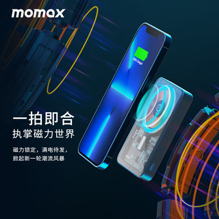 摩米士（MOMAX） 磁吸充电宝MagSafe无线快充1W毫安时苹果iPhone1413手机移动电源 支架设计｜透明朋克风格