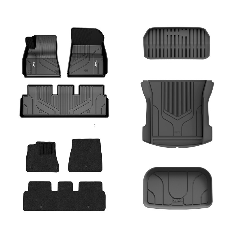 3W 汽车脚垫+毯面+前备箱+尾箱垫+后仓垫 适用于22款TPE特斯拉model3