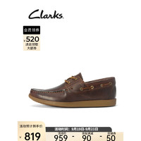 Clarks其乐男士休闲舒适男士船鞋豆豆鞋一脚登男士Ferius Coast 深棕褐色	261597457 41.5