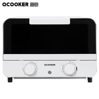 QCOOKER 圈厨 家用台式迷你电烤箱12L多功能烘焙面包蛋糕台式烤箱迷你干果机复古烤箱CR-KX1201Y 白色