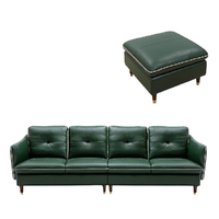 DeRUCCI 慕思 TCW1-018 轻奢真皮沙发 四人位+脚踏 墨绿
