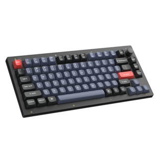Keychron-V1黑透75配列有线机械键盘QMK改键VIA自定义宏RGB旋钮键 南向RGB灯 茶轴