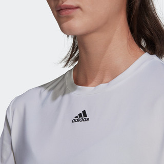 adidas阿迪达斯官方女装夏季新款干爽运动健身短袖T恤HG5076 白/黑色 A/S