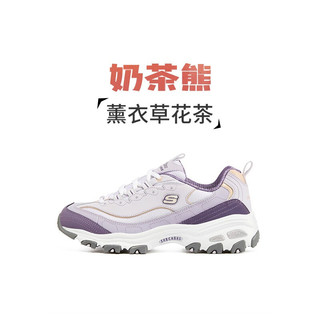 Skechers斯凯奇女鞋厚底增高休闲老爹鞋复古拼接撞色熊猫鞋 薰衣草花茶/LAV 39