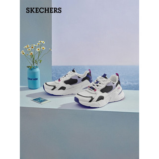 Skechers斯凯奇2022新款女休闲厚底熊猫鞋时尚撞色轻便运动鞋 117356 白色/黑色/海军蓝色/WBKB 37.5