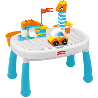 费雪 儿童积木桌拼装玩具男孩女孩多功能大颗粒玩具台桌椅套装 积木桌套装（桌子，凳子，43粒积木））